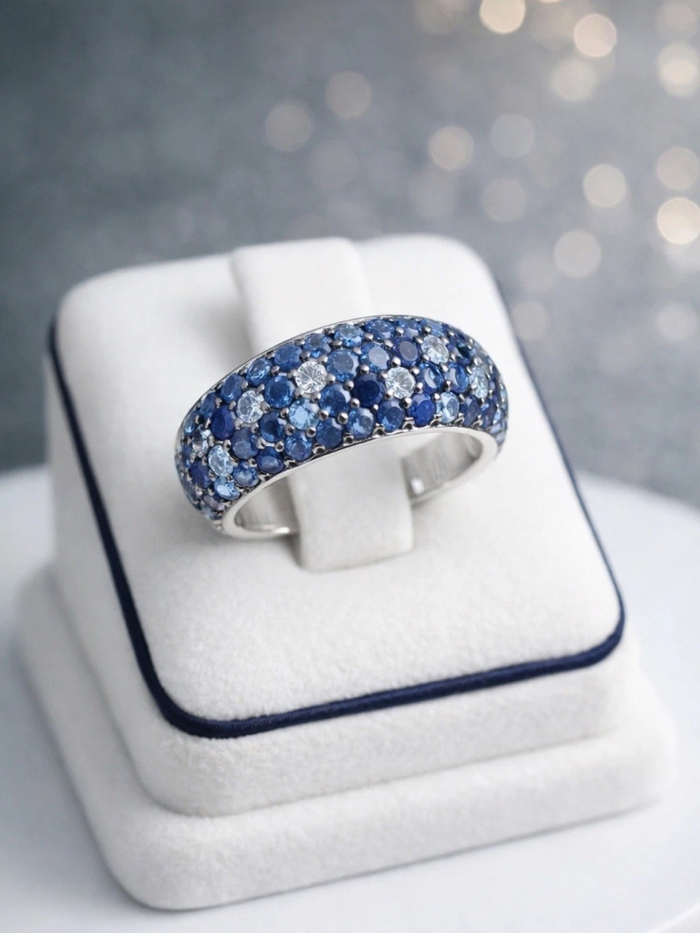 Effy Sterling Silver Blue & White Sapphire Splash Ring  Sz 7 NEW/Gift